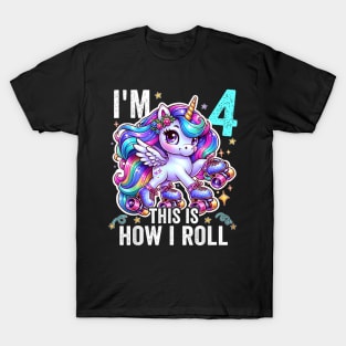 Kids 4 Year Old Shirt 4Th Birthday Girl Unicorn T-Shirt